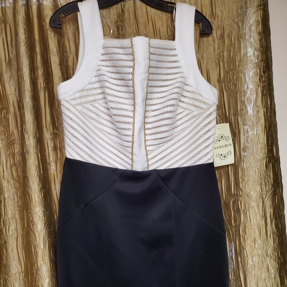 Sangria black Cream white Sequin Embellished Sleeveless dress Size 12 Nwt